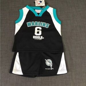 MLB jersey set Florida Marlins DAN UGGLA#6-Genuine SET Sz 2T—-4T Black/Green